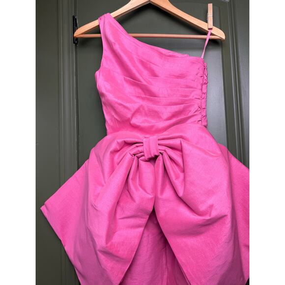 NWT Rachel Gilbert Pink Marco Gown Maxi Gala Formal Black Tie Bow Dress Size 2 - Picture 6 of 10